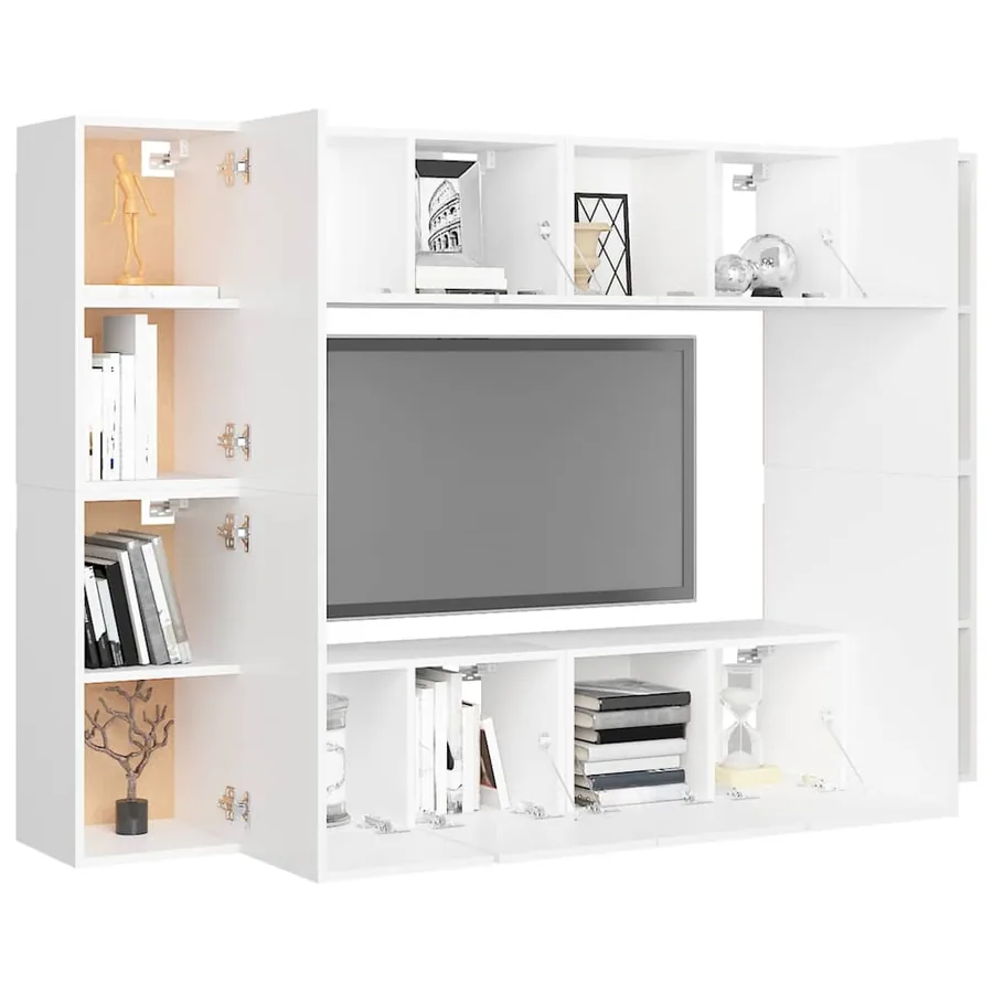 Ensemble de meubles TV 8 pcs Blanc Bois d'ingénierie - 3