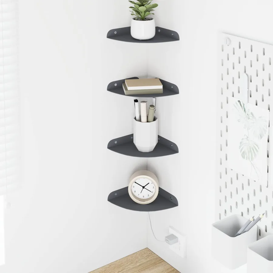 Étagère flottante avec étagère 4 pcs Anthracite 15 x 15 x 2 cm