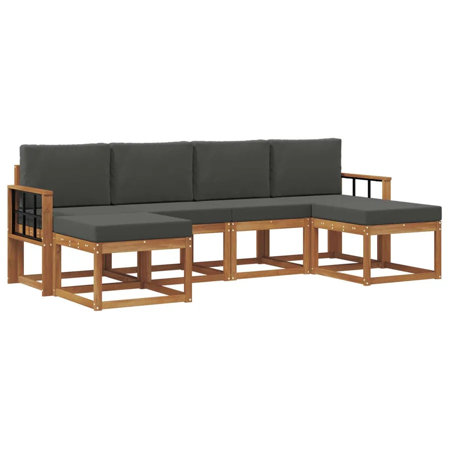Ensemble de canapés d'extérieur 6 pcs Naturel et Anthracite - 2