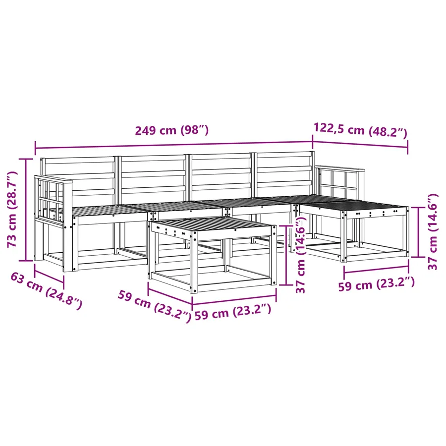 Ensemble de canapés d'extérieur 6 pcs Naturel - 9