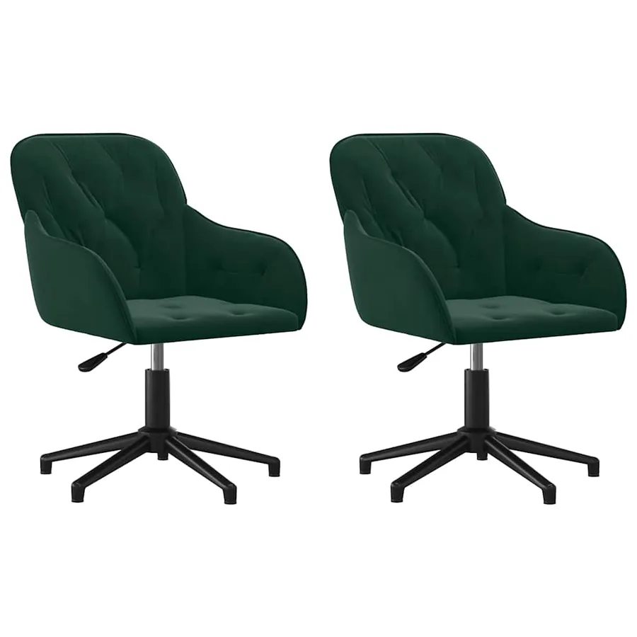 Chaises pivotantes à manger lot de 2 Vert foncé Velours - 2