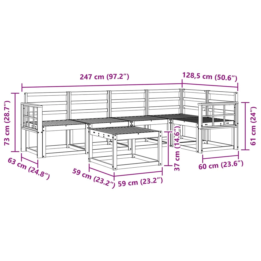 Ensemble de canapés d'extérieur 6 pcs Naturel - 11
