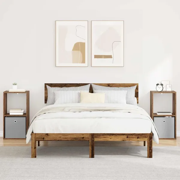 Table de chevet avec tiroir 2 pcs Bois ancien 35 x 32 x 68,5 cm