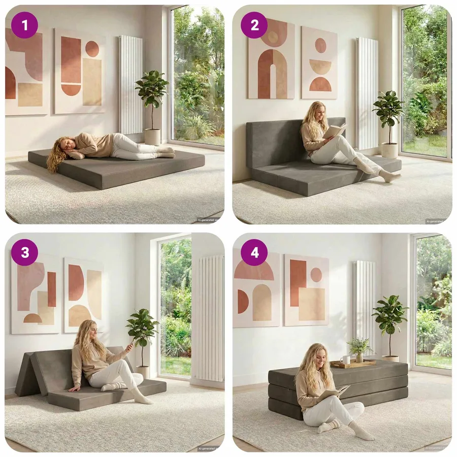 Canapé-lit pliable 120 x 67 x 45 cm Gris clair - 9
