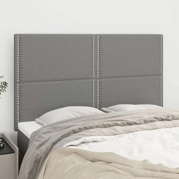 Tête de lit Gris foncé 144 x 5 x 118/128 cm Tissu