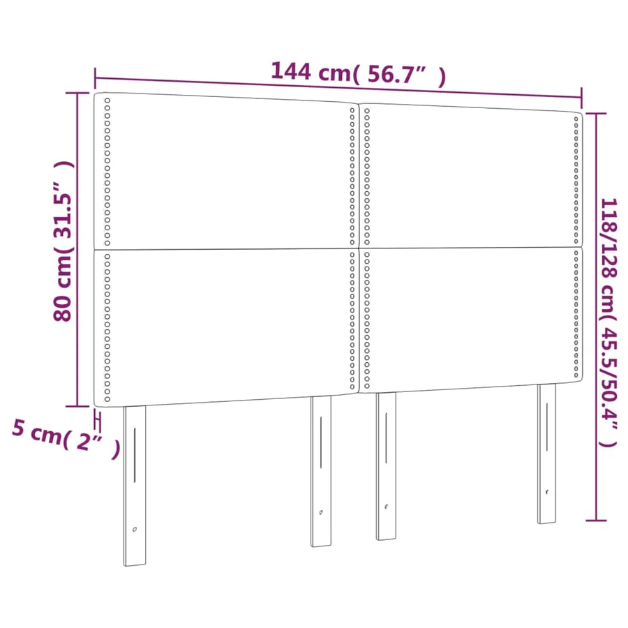 Tête de lit Gris foncé 144 x 5 x 118/128 cm Tissu - 8