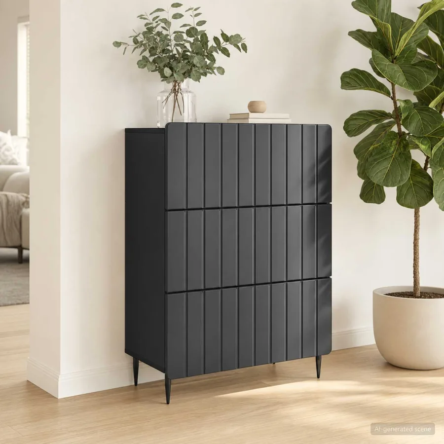 Armoire à tiroirs Noir 66 x 34,5 x 92 cm Bois d'ingénierie