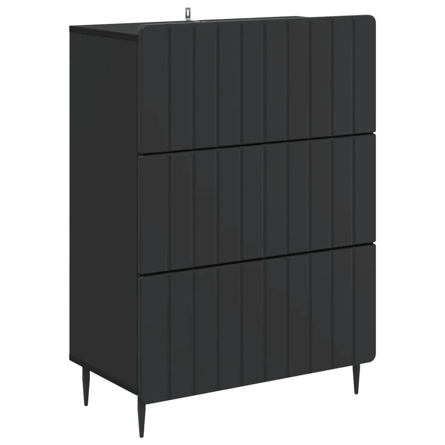Armoire à tiroirs Noir 66 x 34,5 x 92 cm Bois d'ingénierie - 2