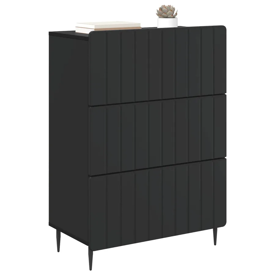 Armoire à tiroirs Noir 66 x 34,5 x 92 cm Bois d'ingénierie - 3