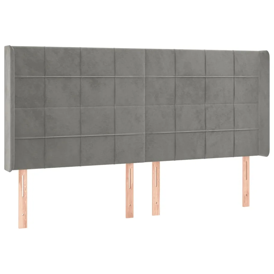 Tête de lit à LED Gris clair 203x16x118/128 cm Velours - 3