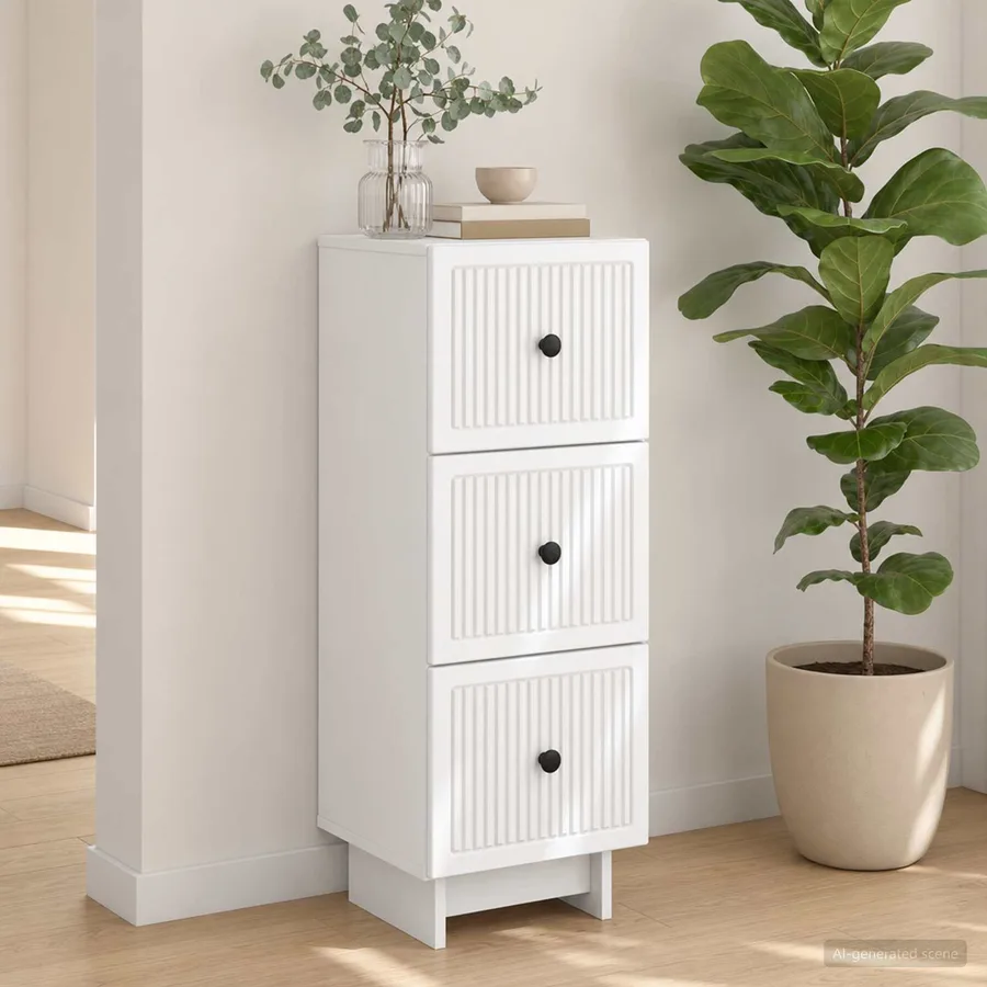 Armoire à tiroirs Blanc 33 x 34,5 x 90 cm Bois d'ingénierie - 4