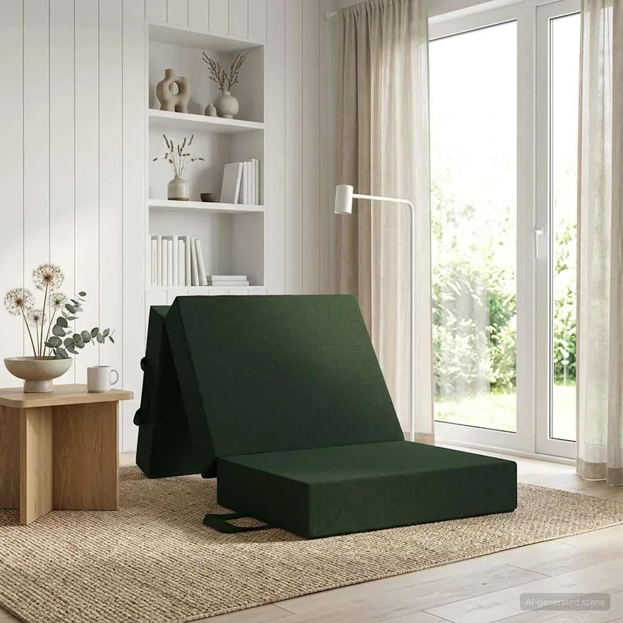 Canapé-lit pliable 90 x 63 x 45 cm Vert foncé