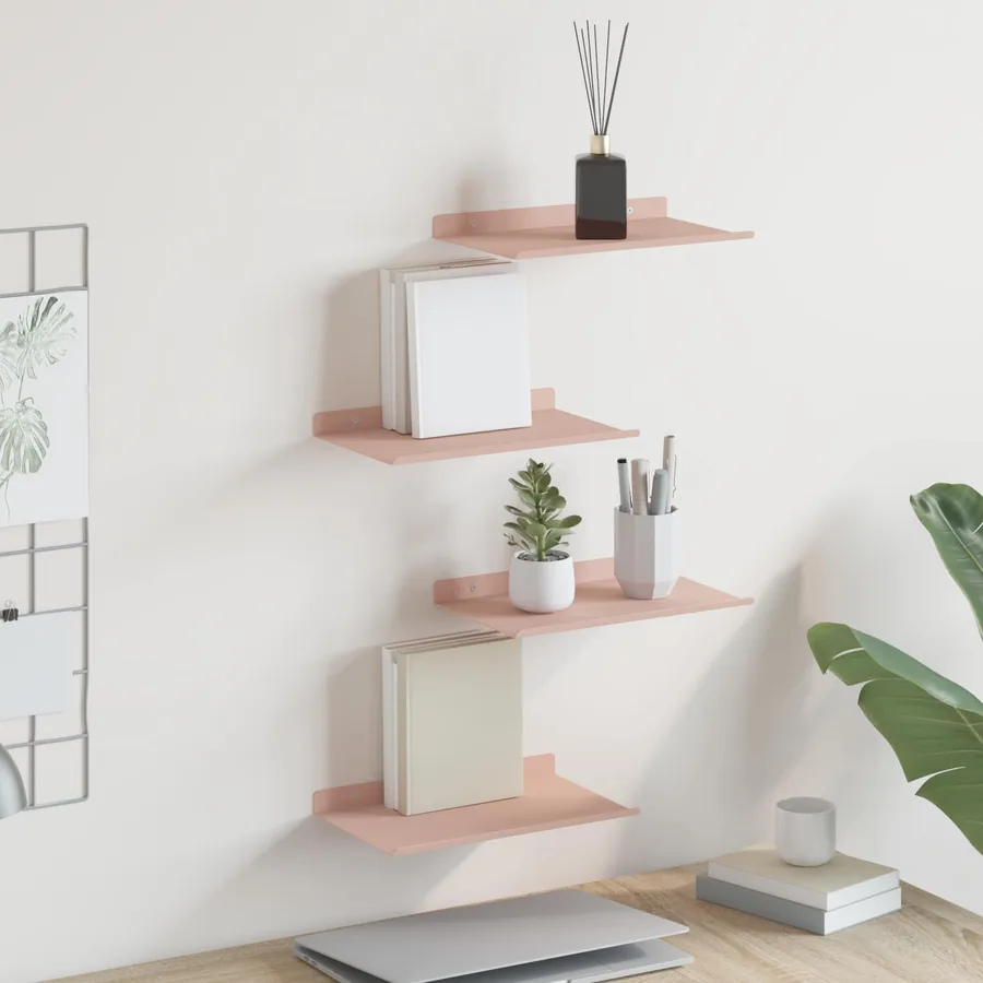 Étagère flottante 4 pcs Rose 30 x 18 x 2,5 cm Acier