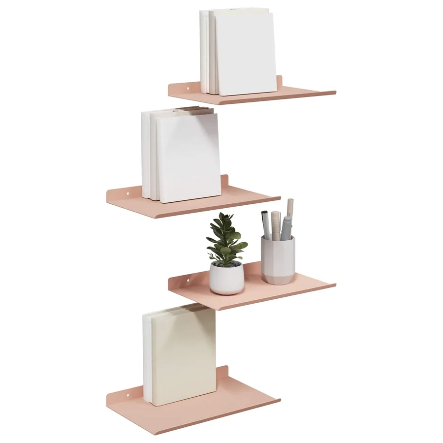 Étagère flottante 4 pcs Rose 30 x 18 x 2,5 cm Acier - 3