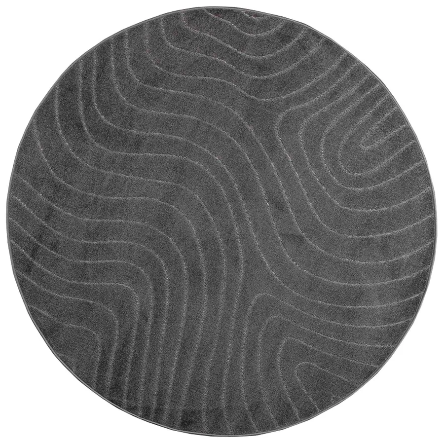 Tapis de surface Rond PALMERAS Anthracite Ø 160 CM Polyester - 2