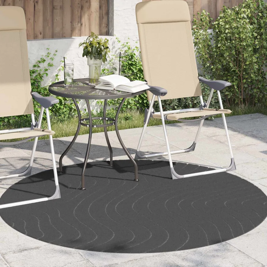 Tapis de surface Rond PALMERAS Anthracite Ø 160 CM Polyester - 3