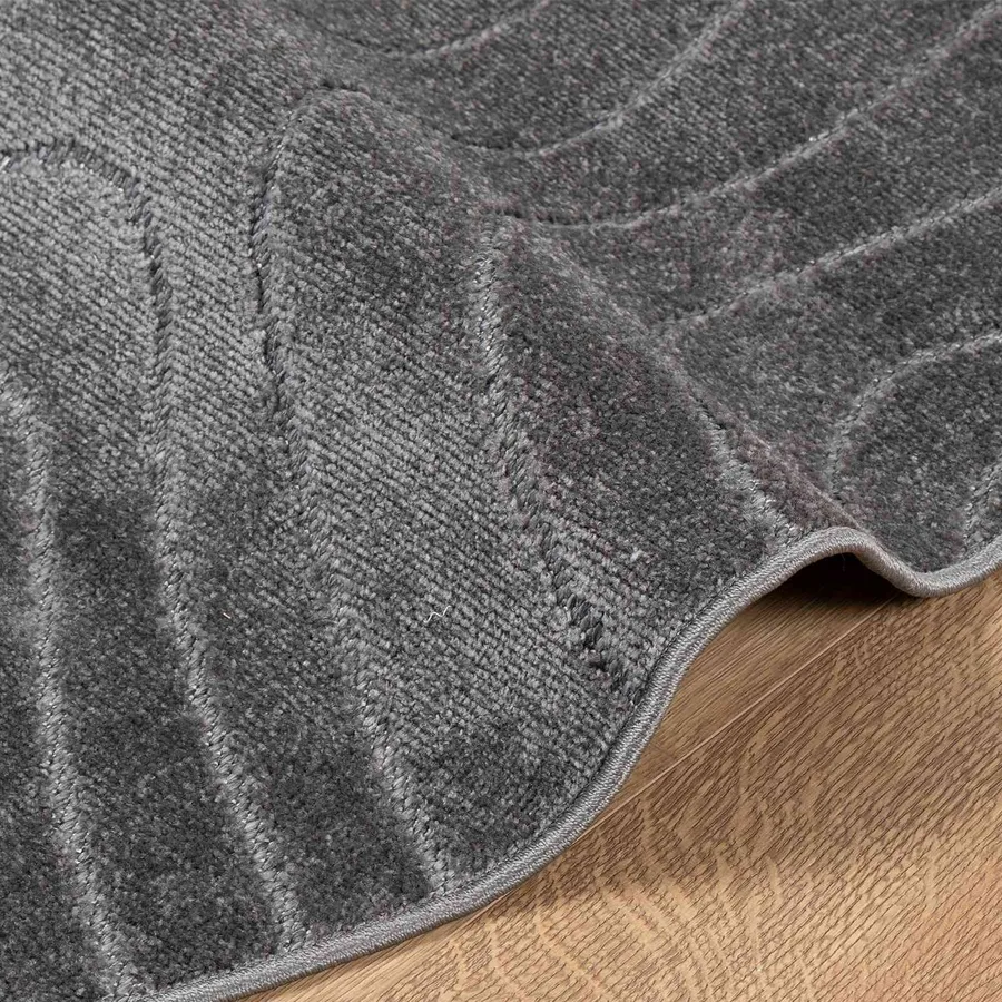 Tapis de surface Rond PALMERAS Anthracite Ø 160 CM Polyester - 5