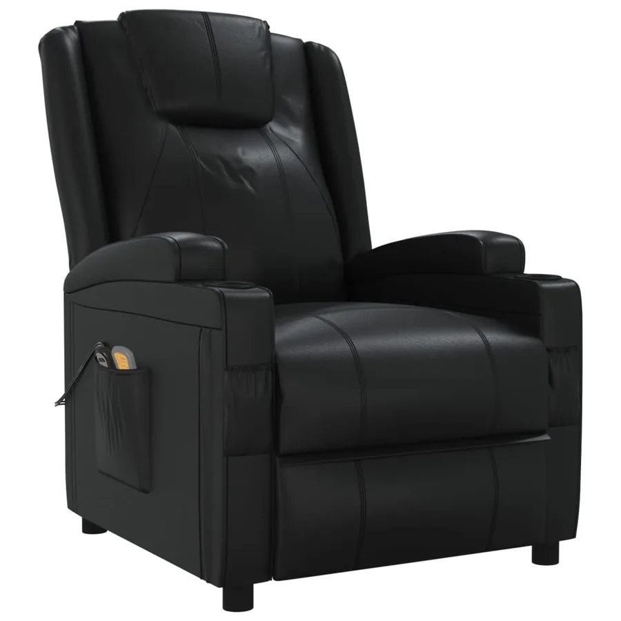 Fauteuil électrique de massage Noir Similicuir - 3