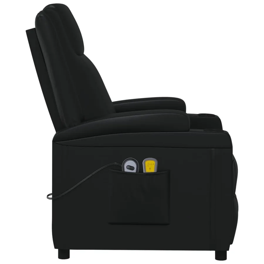 Fauteuil électrique de massage Noir Similicuir - 5