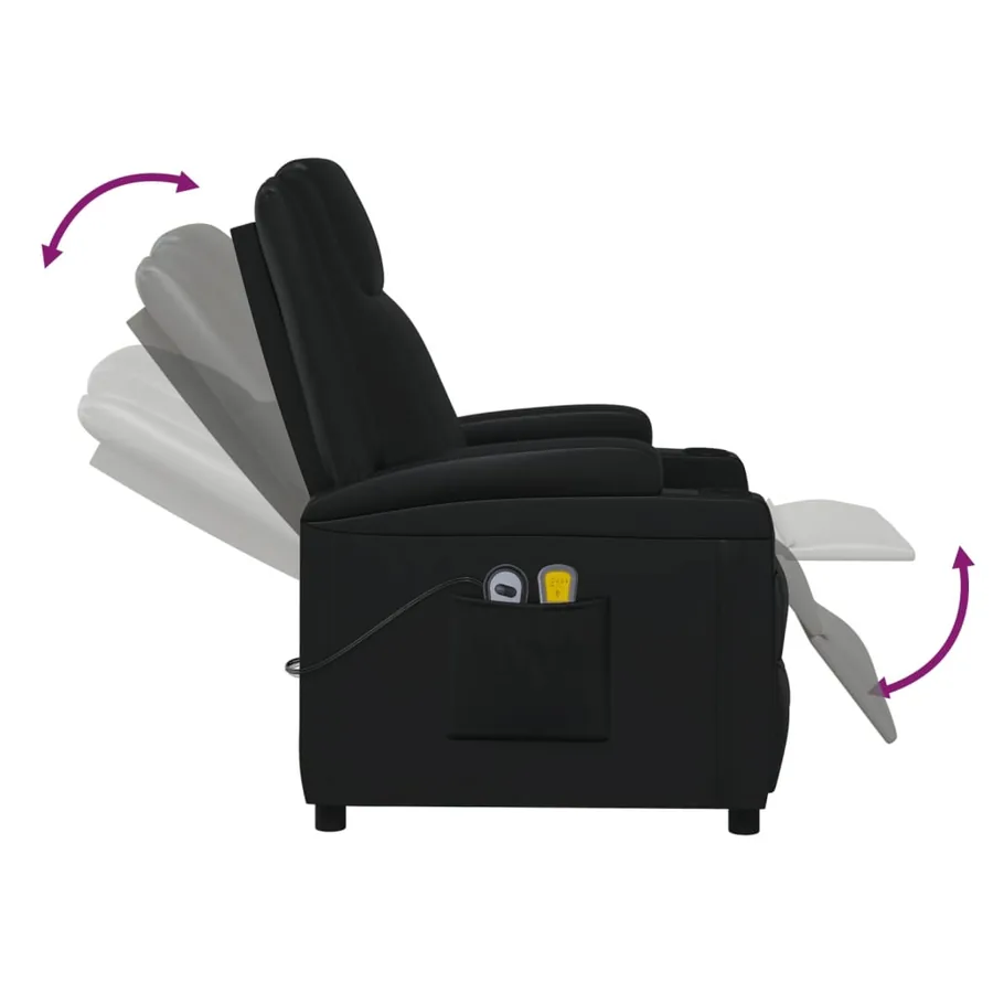 Fauteuil électrique de massage Noir Similicuir - 7