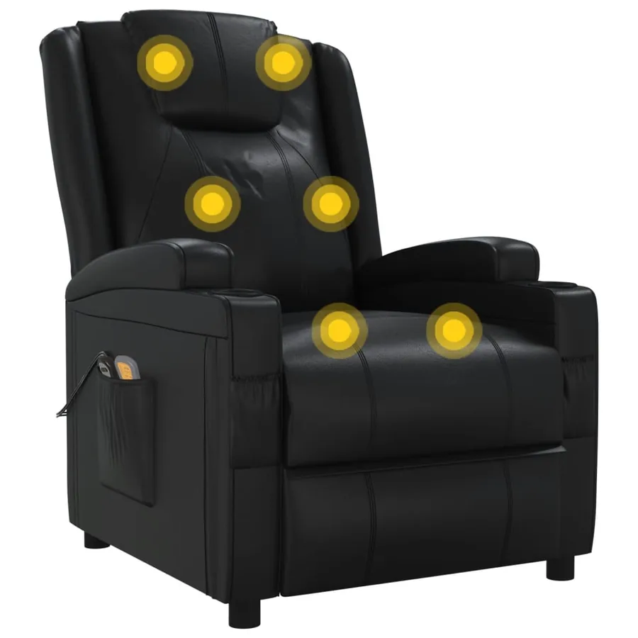 Fauteuil électrique de massage Noir Similicuir - 8