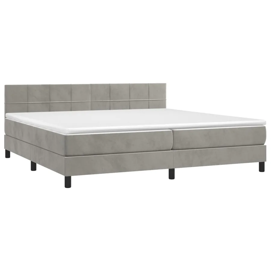 Sommier à lattes de lit et matelas Gris clair 200x200cm Velours - 3