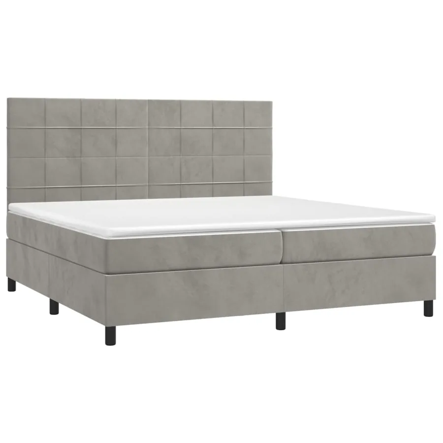 Sommier à lattes de lit et matelas Gris clair 200x200cm Velours - 3