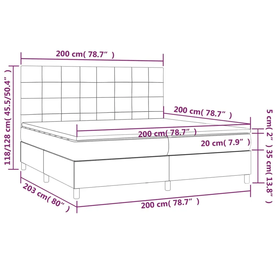 Sommier à lattes de lit et matelas Gris clair 200x200cm Velours - 6