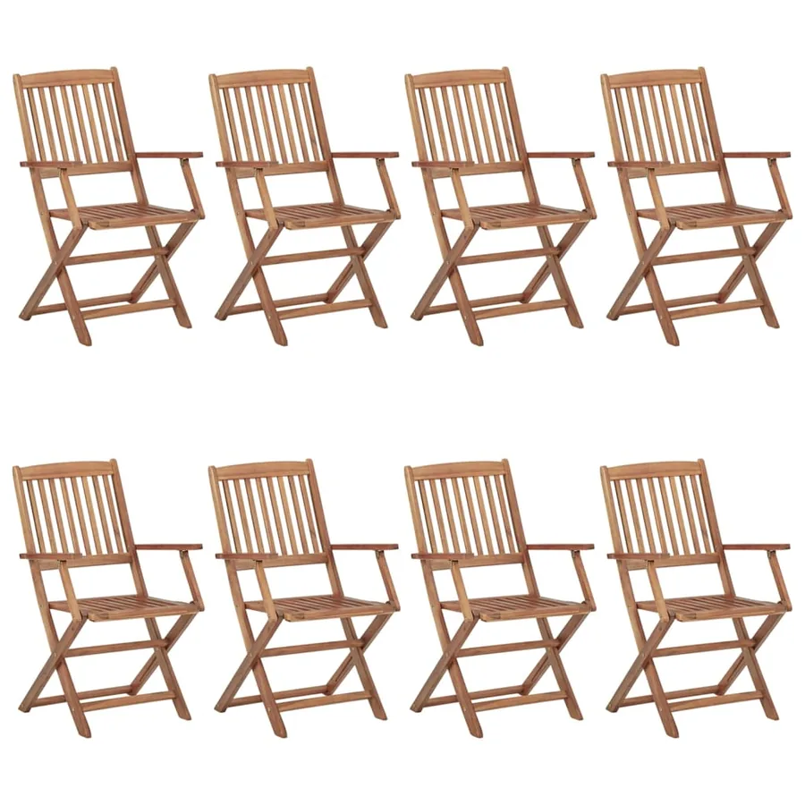 Chaises pliables de jardin lot de 8 avec coussins Bois d'acacia - 2