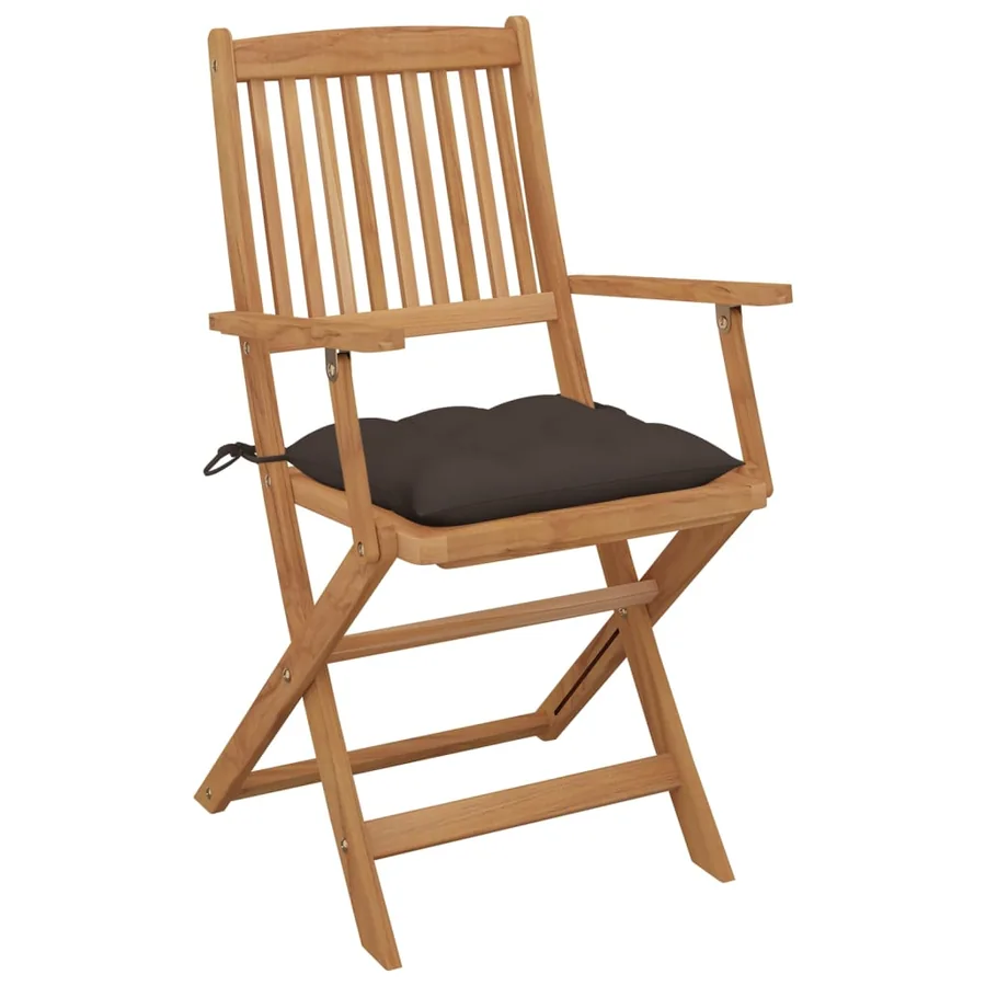 Chaises pliables de jardin lot de 8 avec coussins Bois d'acacia - 3