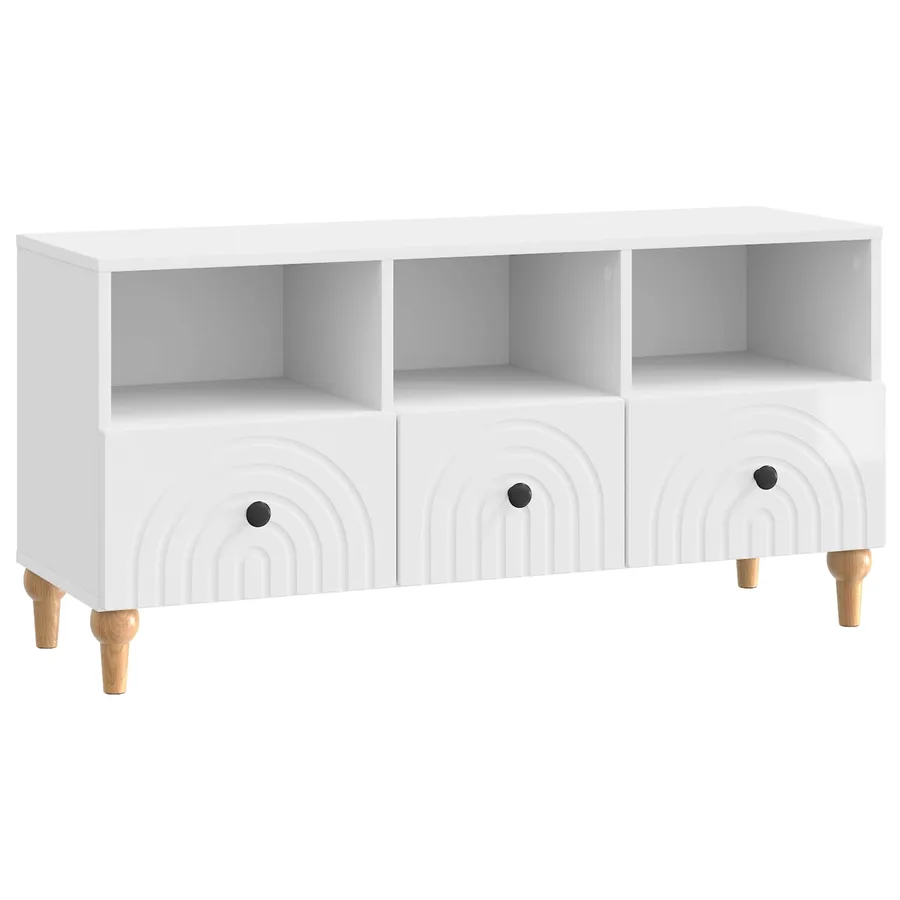 Meuble TV Blanc Brillant 102 x 34,5 x 50 cm Bois d’ingénierie - 2