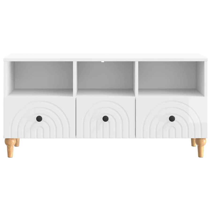 Meuble TV Blanc Brillant 102 x 34,5 x 50 cm Bois d’ingénierie - 6