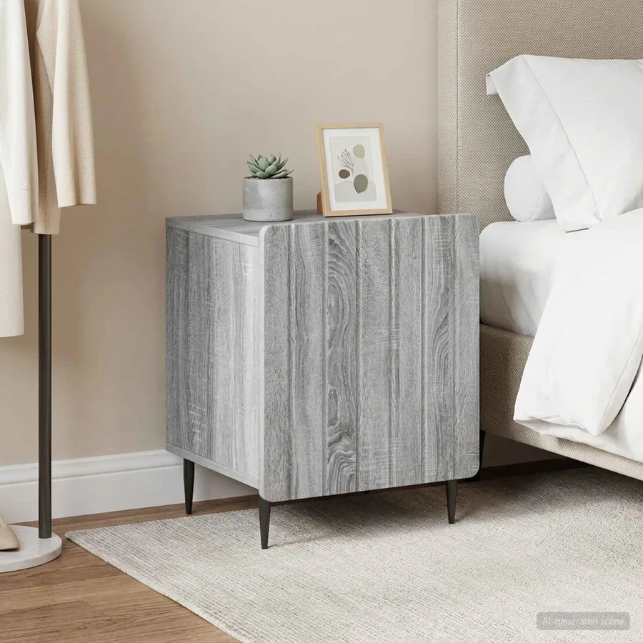 Cabinet de chevet 2 pcs Sonoma gris 43 x 34,5 x 52 cm - 4