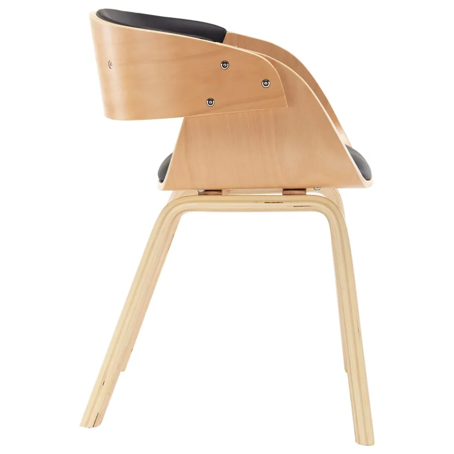 Chaises à manger lot de 4 noir bois courbé et similicuir - 4