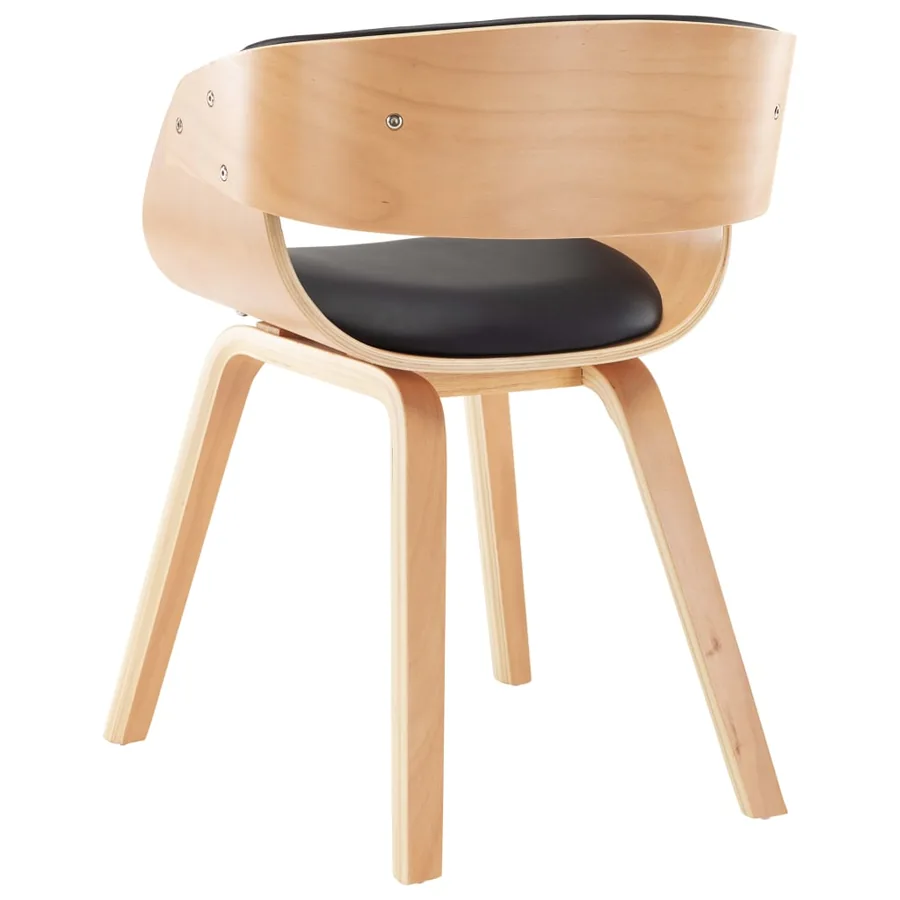 Chaises à manger lot de 4 noir bois courbé et similicuir - 5