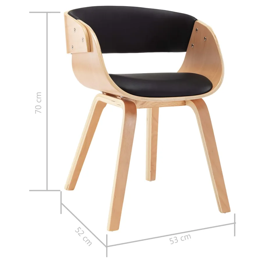 Chaises à manger lot de 4 noir bois courbé et similicuir - 7