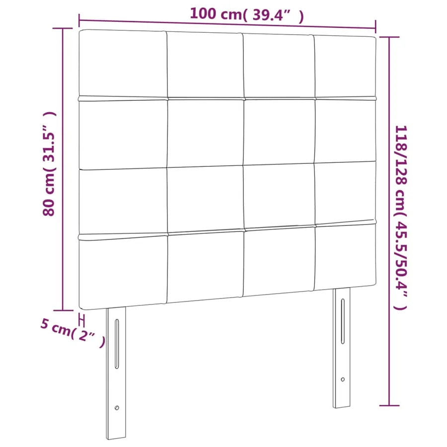 Tête de lit à LED Gris clair 100x5x118/128 cm Velours - 6