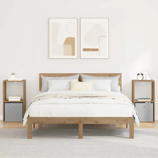 Table de chevet 2 pc Chêne artisanal 35 x 32 x 68,5 cm