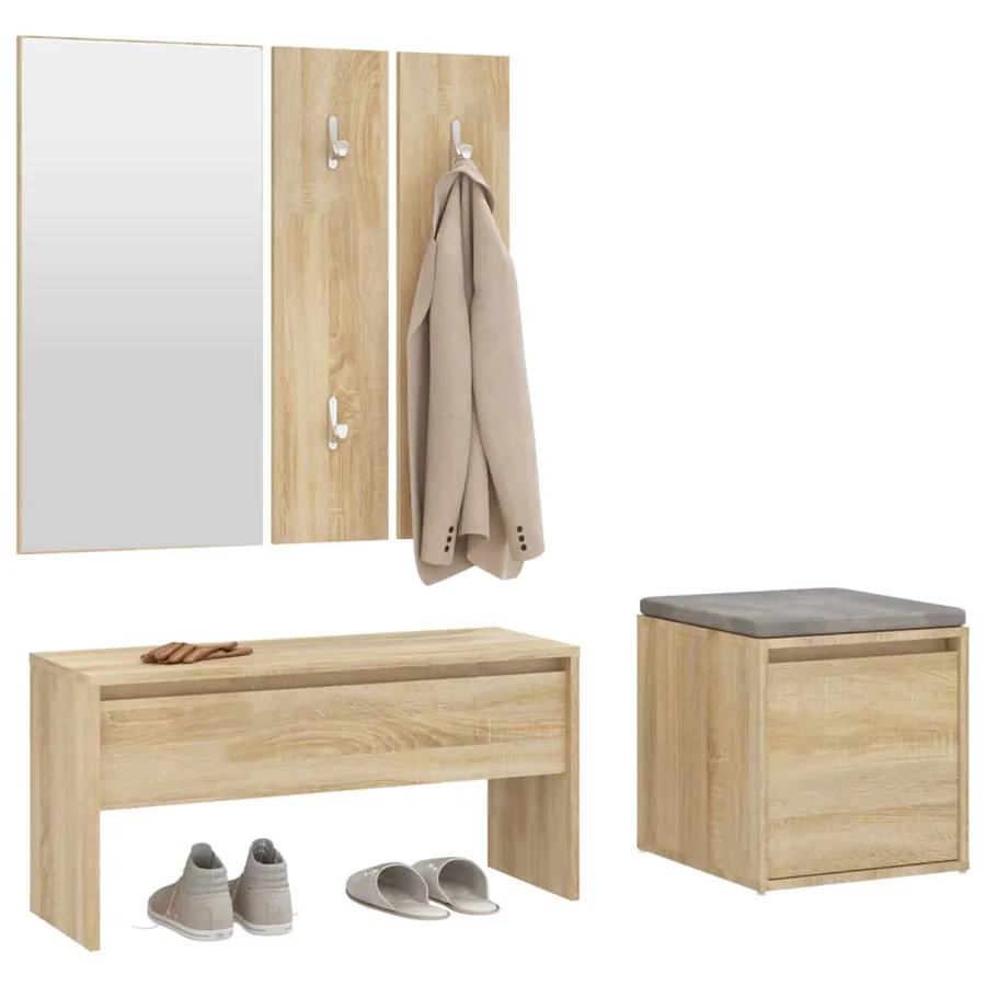 Ensemble de meubles de couloir Chêne sonoma Bois d'ingénierie - 4