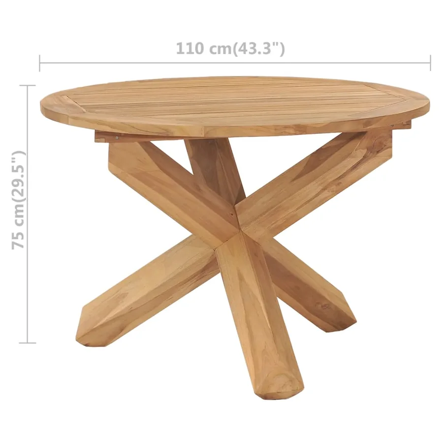 Table à dîner de jardin Ø110x75 cm Bois de teck massif - 6