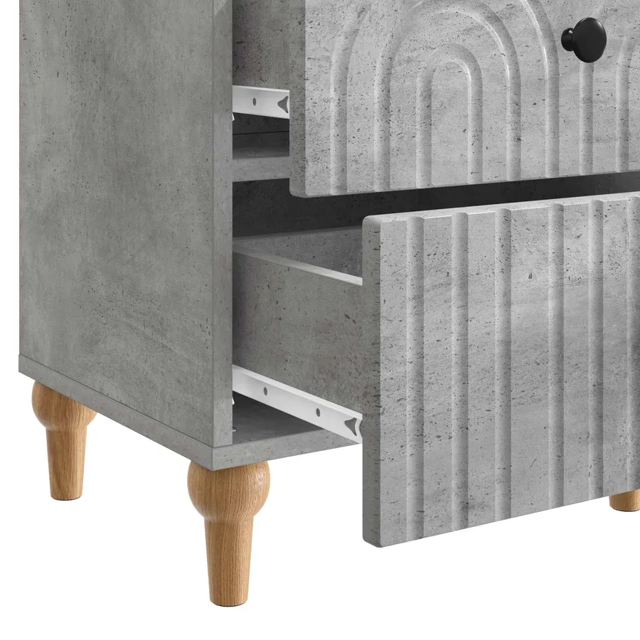 Cabinet de chevet 2 pcs Gris béton 43 x 34,5 x 48 cm - 11