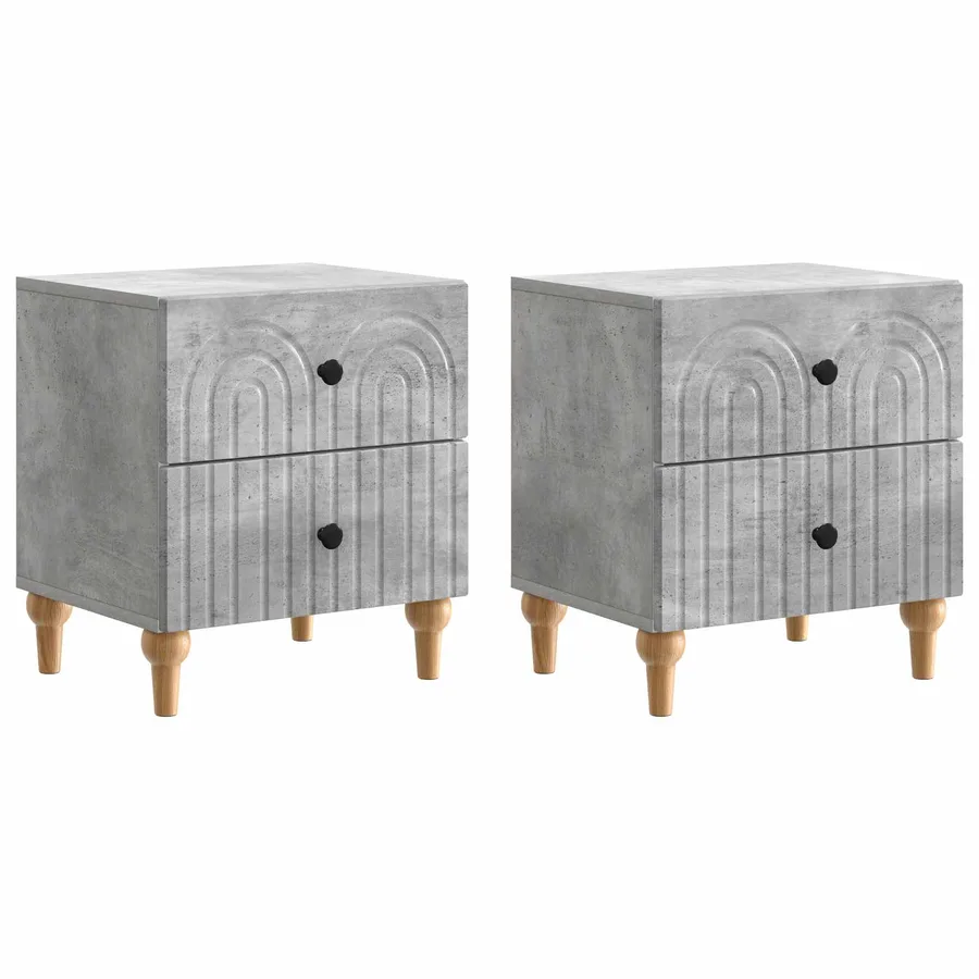 Cabinet de chevet 2 pcs Gris béton 43 x 34,5 x 48 cm - 2