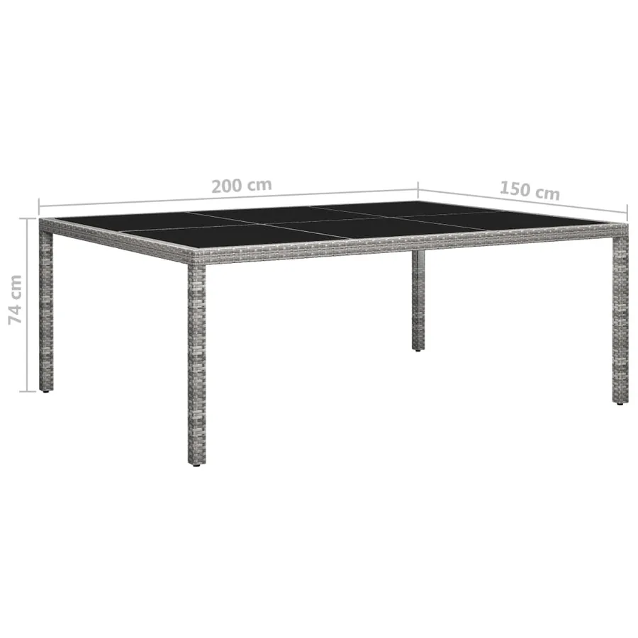 Table à manger d'extérieur Gris 200x150x74 cm Résine tressée - 5