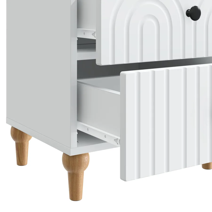 Cabinet de chevet avec tiroir 2 pcs Blanc 43 x 34,5 x 48 cm - 11