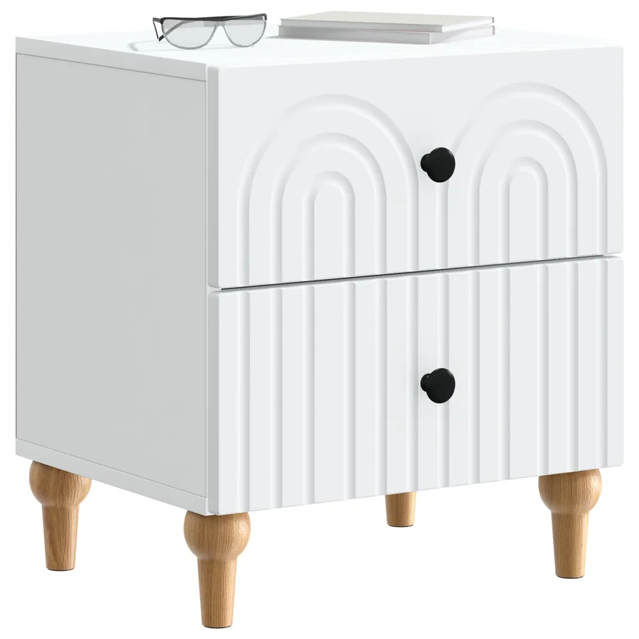 Cabinet de chevet avec tiroir 2 pcs Blanc 43 x 34,5 x 48 cm - 3