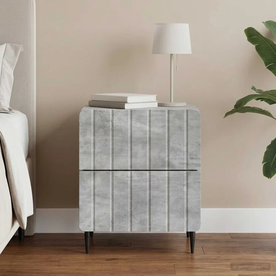 Cabinet de chevet avec tiroir Gris béton 43 x 34,5 x 49,5 cm
