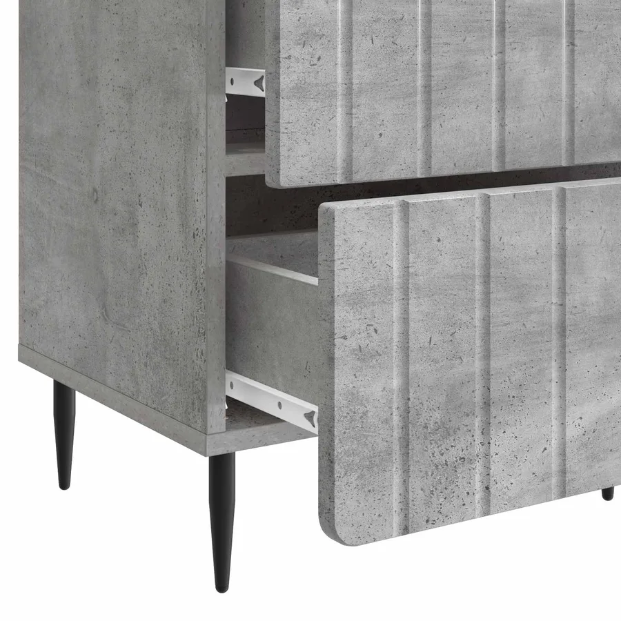 Cabinet de chevet avec tiroir Gris béton 43 x 34,5 x 49,5 cm - 9