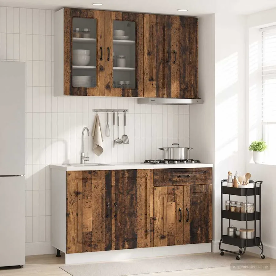 Unité de cuisine KALMAR 4 pcs Bois ancien Bois d'ingénierie