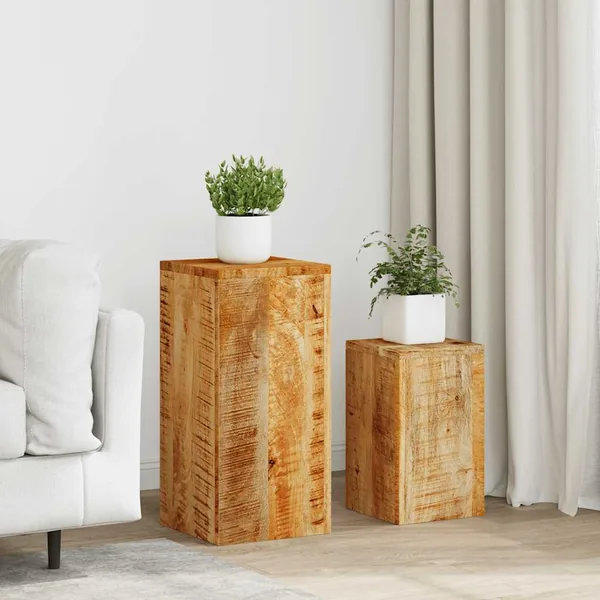 Supports pour plantes 2 pcs bois solide de manguier