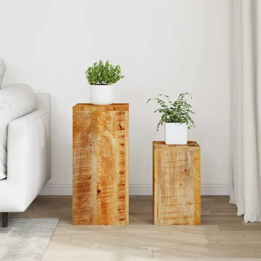 Supports pour plantes 2 pcs bois solide de manguier - 3